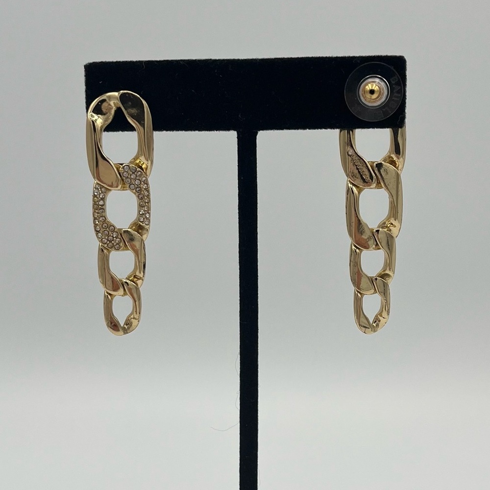 BaubleBar Michel Pavé Chain Link Drop Earrings Gold ToneGold Chain Link Earrings - Picture 3 of 4